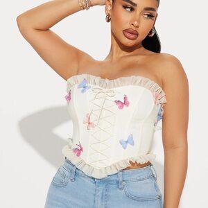 NWT Fashion Nova Mariposa Mesh Corset Top